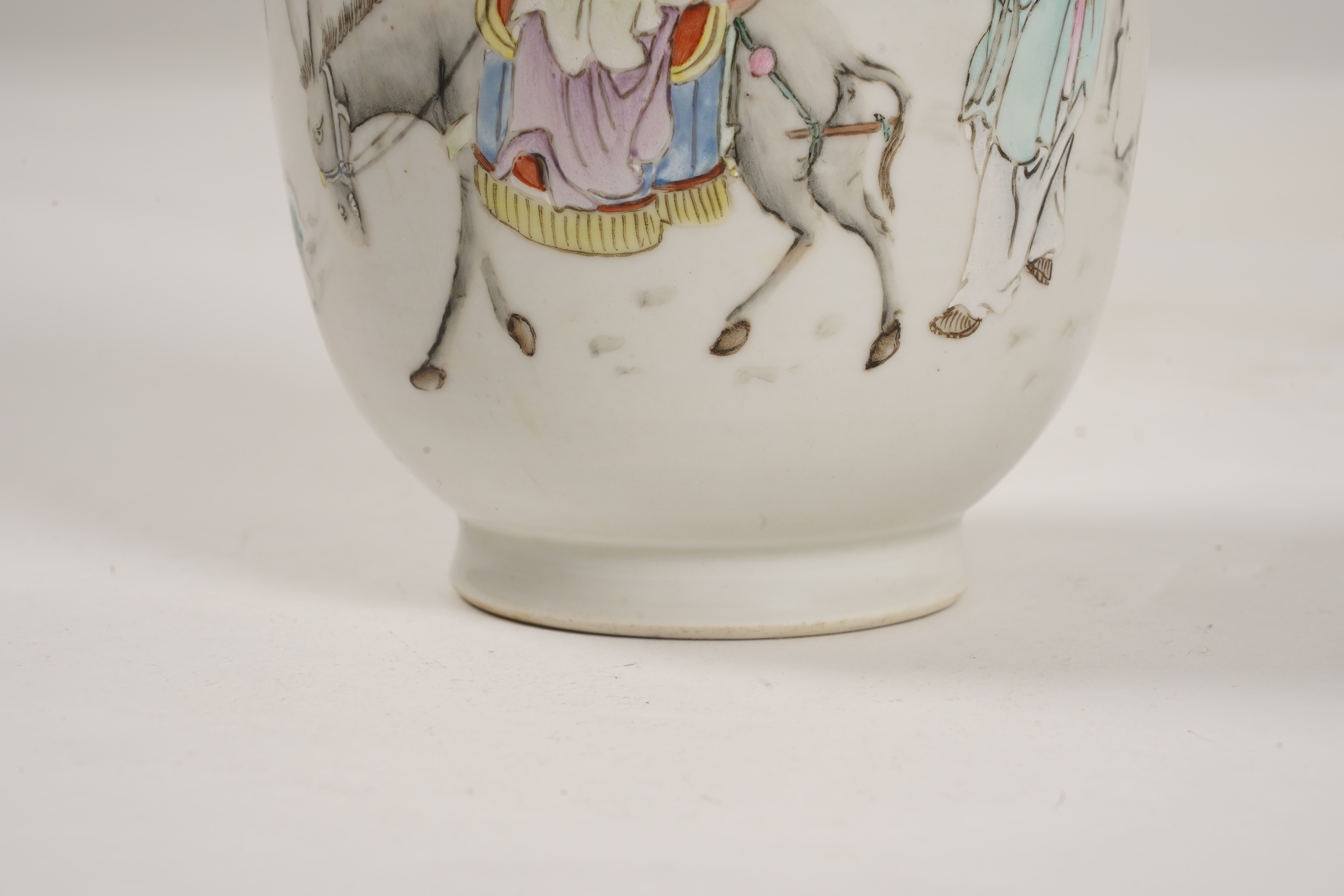 A Chinese inscribed famille rose vase, late 19th / early 20th century